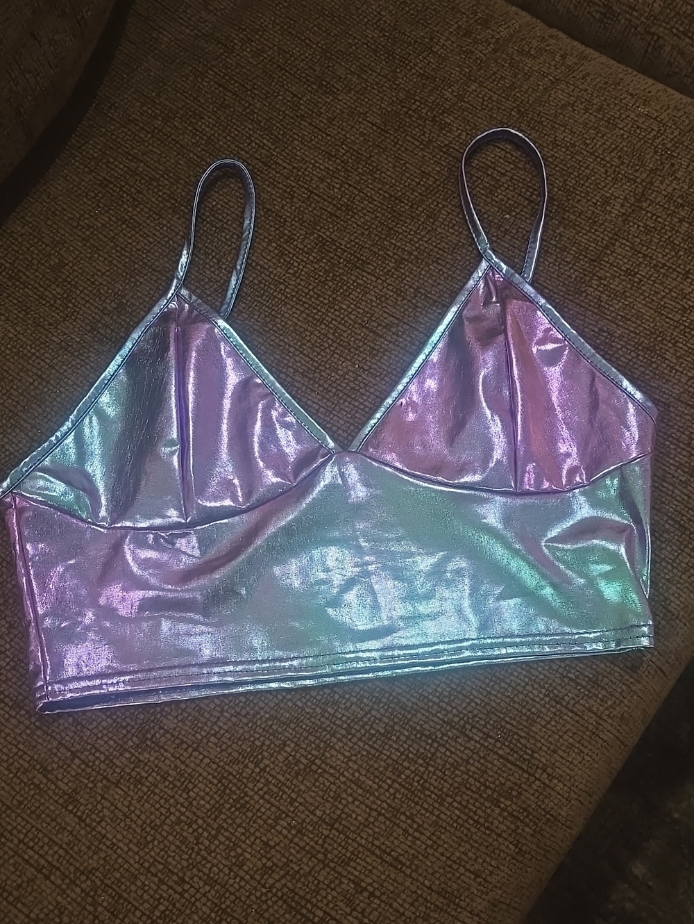 Iridescent Metallic Pink Purple Bralette Top